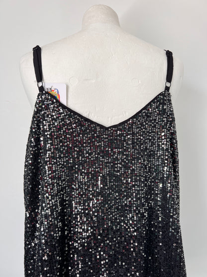 Torrid Black Sequin Strappy Vest Top - Large