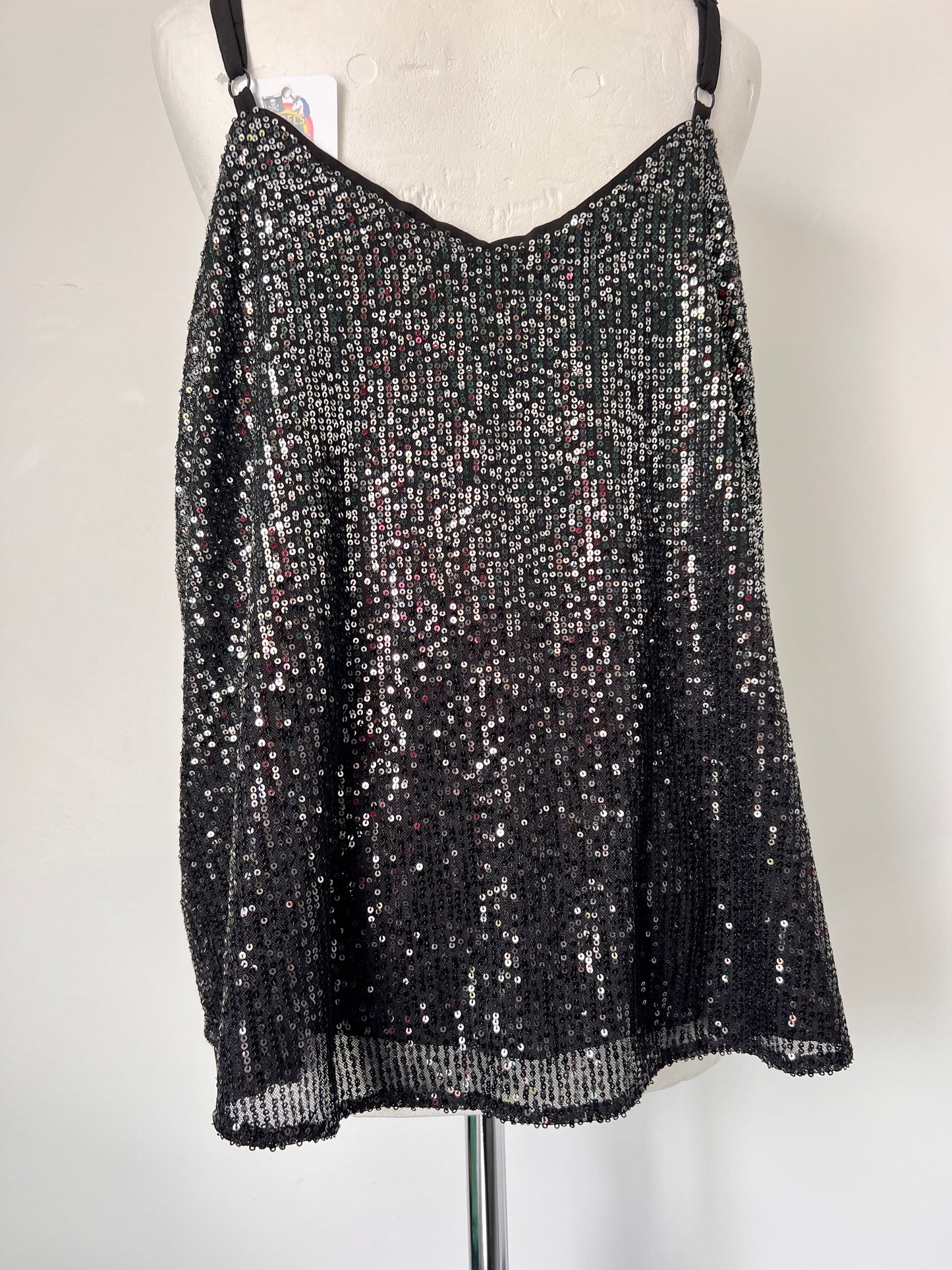 Torrid Black Sequin Strappy Vest Top - Large