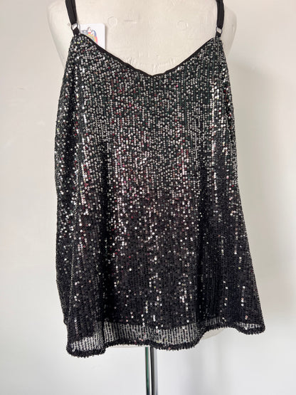 Torrid Black Sequin Strappy Vest Top - Large