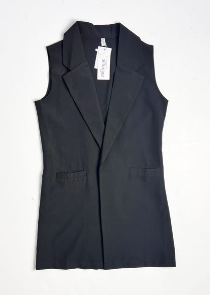 Black Longline Waistcoat - Medium