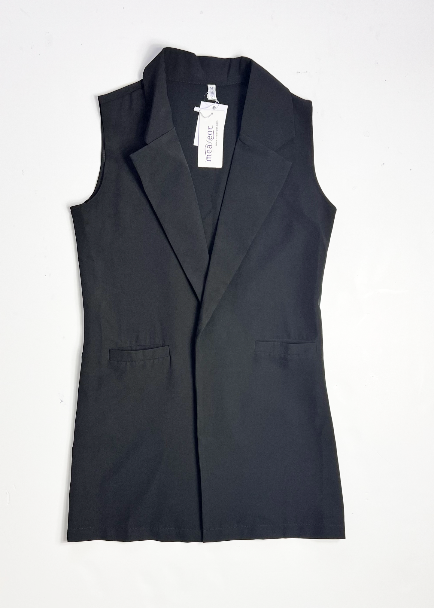Black Longline Waistcoat - Medium