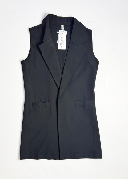 Black Longline Waistcoat - Medium