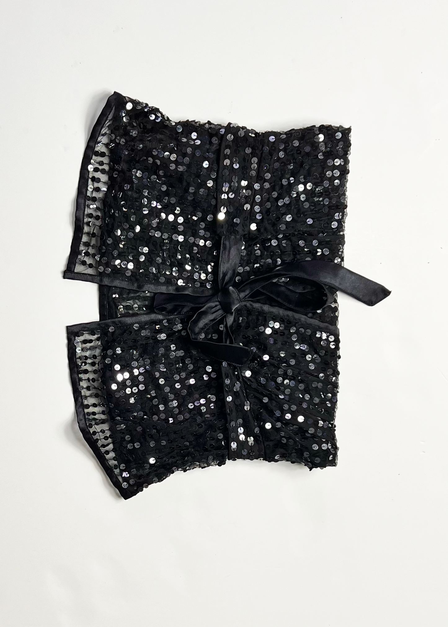 Tie Front Deep V Neck Sequin Short Sleeve Top - Small