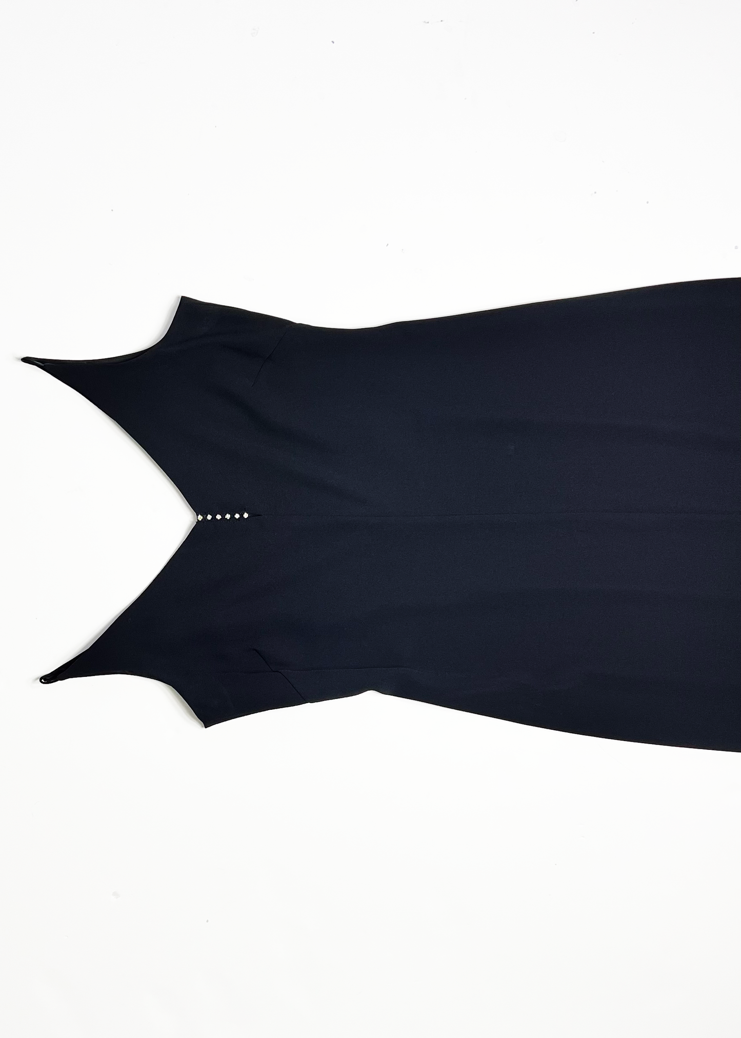 90s Midi Black Slip Dress with Diamante Detailing - UK 10