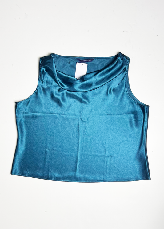 Teal Cowl Neck Tank Top - XXL