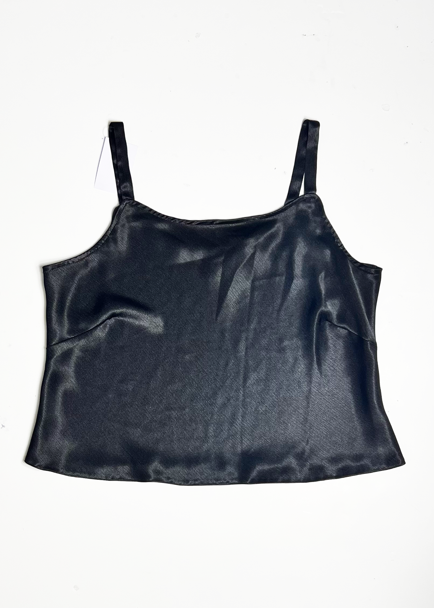 Cropped Black Satin Strappy Top - UK 18