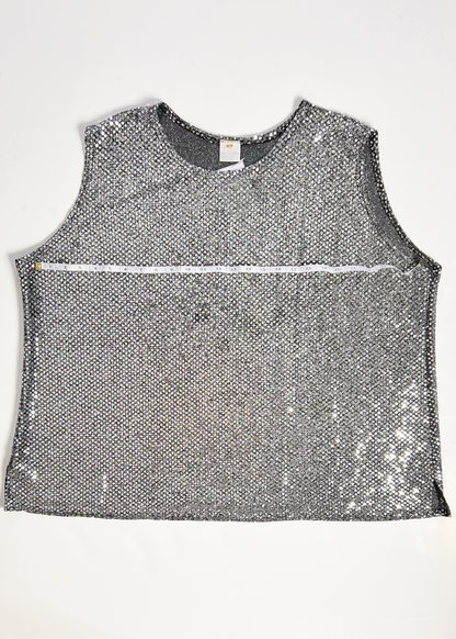 Silver Sequin Tank Top - XXX Large