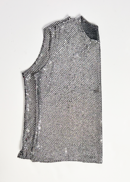 Silver Sequin Tank Top - XXX Large