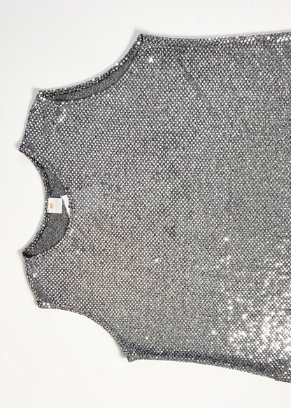 Silver Sequin Tank Top - XXX Large