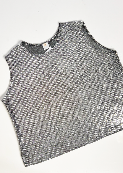 Silver Sequin Tank Top - XXX Large