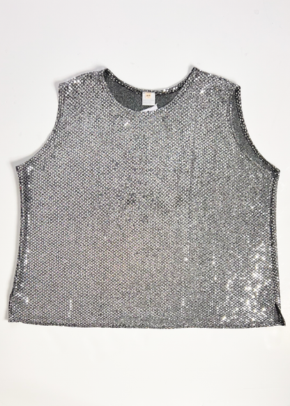 Silver Sequin Tank Top - XXX Large