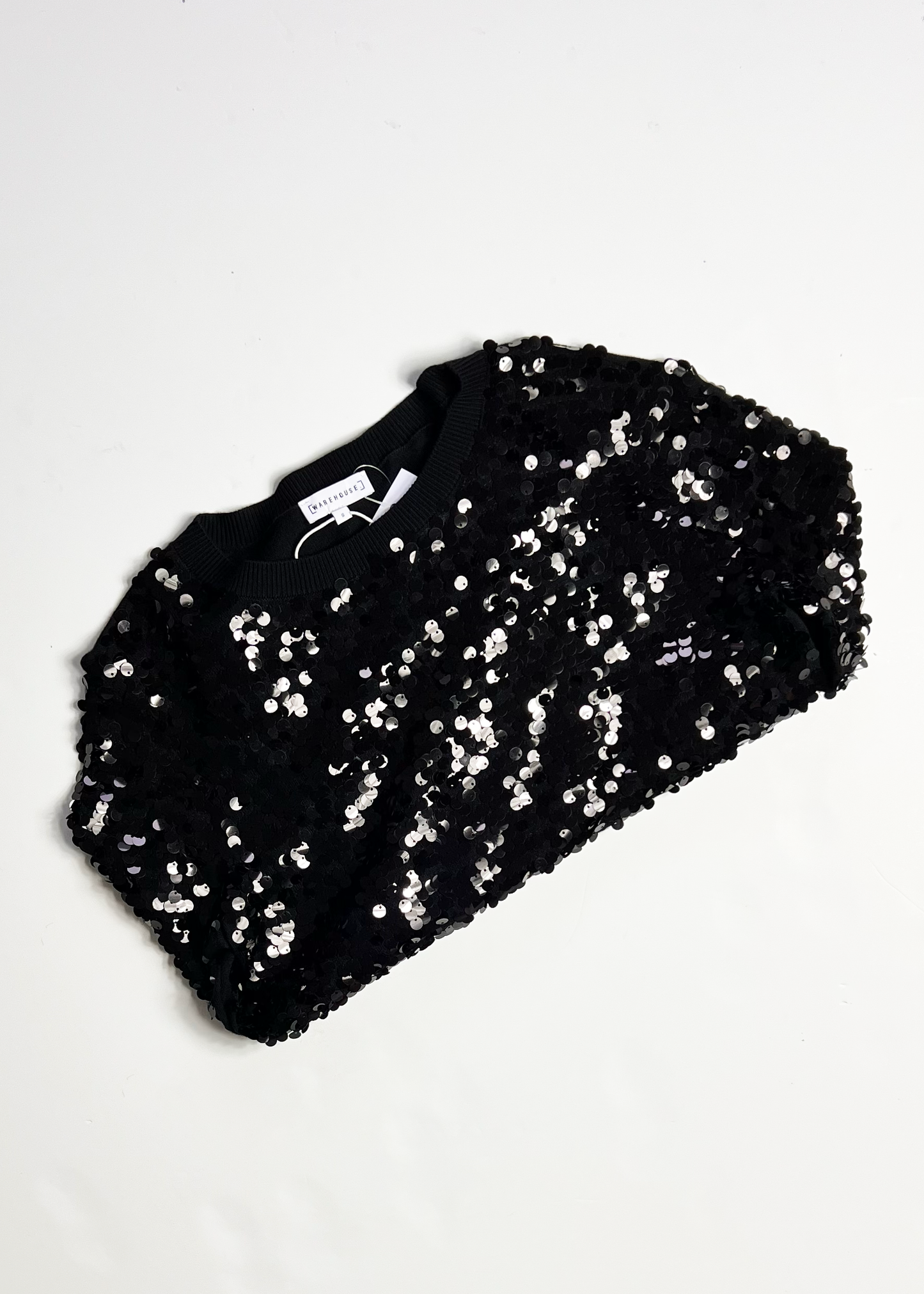 Warehouse Black Sequin Jumper - Small