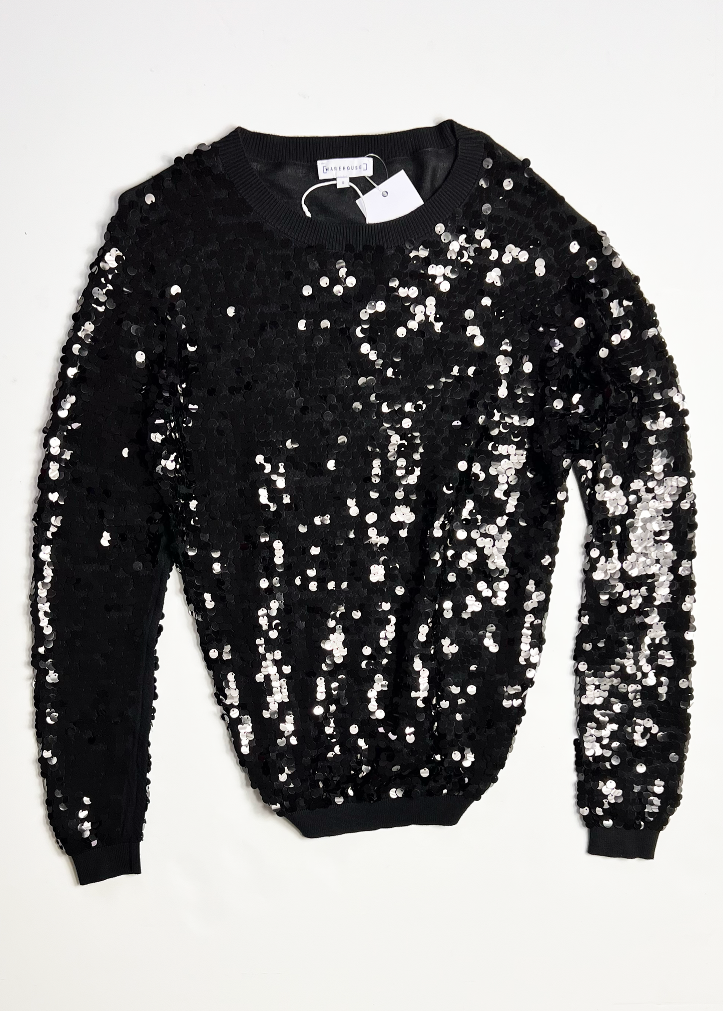 Warehouse Black Sequin Jumper - Small