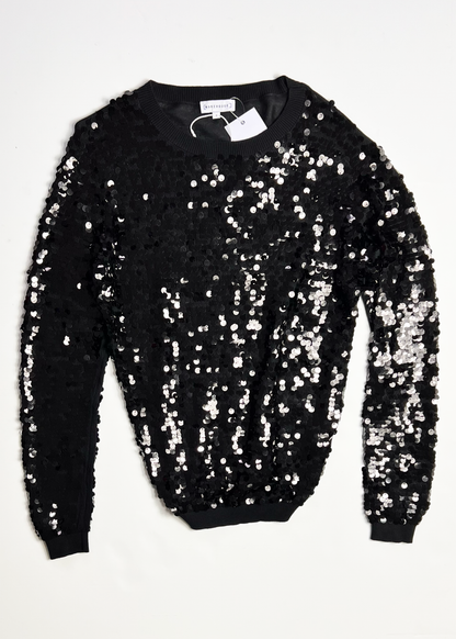 Warehouse Black Sequin Jumper - Small