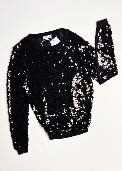 Warehouse Black Sequin Jumper - Small