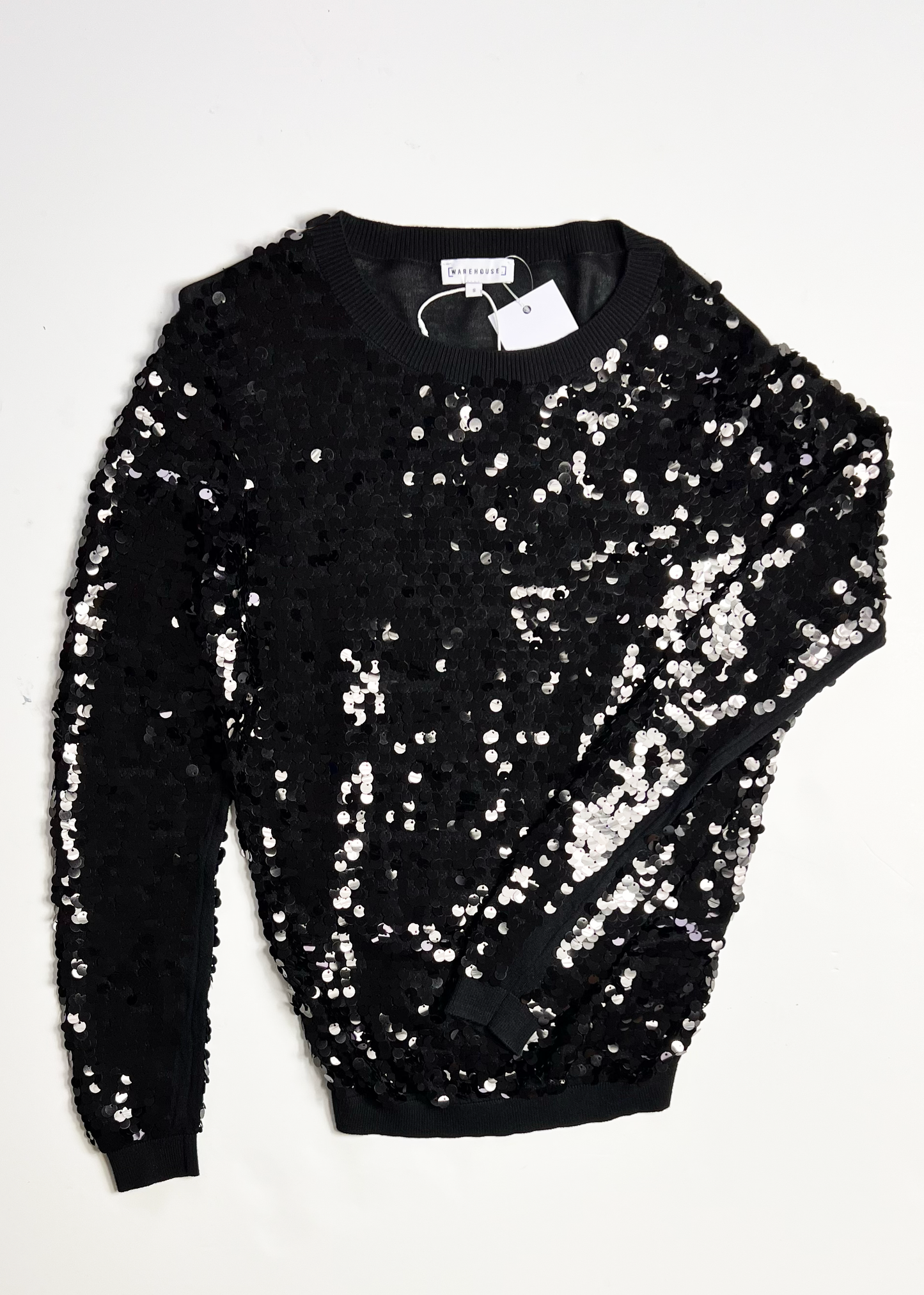 Warehouse Black Sequin Jumper - Small