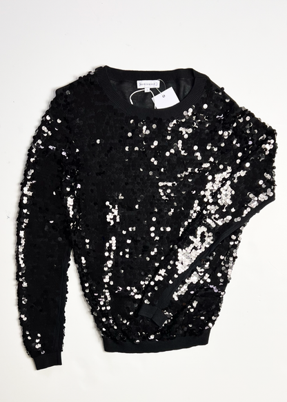Warehouse Black Sequin Jumper - Small