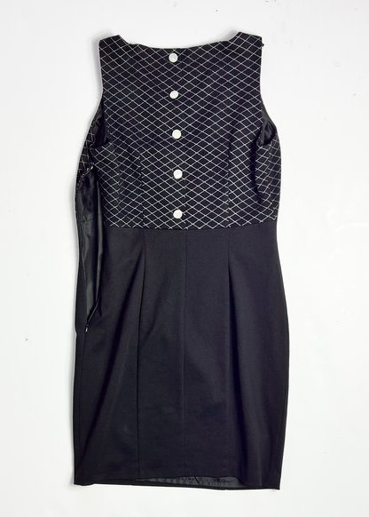 Y2K Ribbon Bow Black Mini Bodycon Dress - UK 6