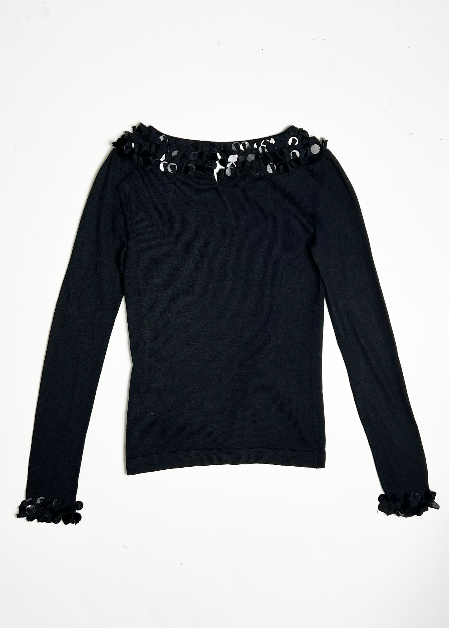 Black Oversized Sequin Tassel Jumper - UK 8