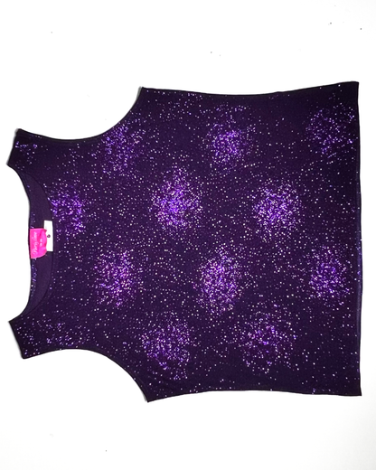 Purple Y2K Sparkle Stoned Tank Top - UK 18-20