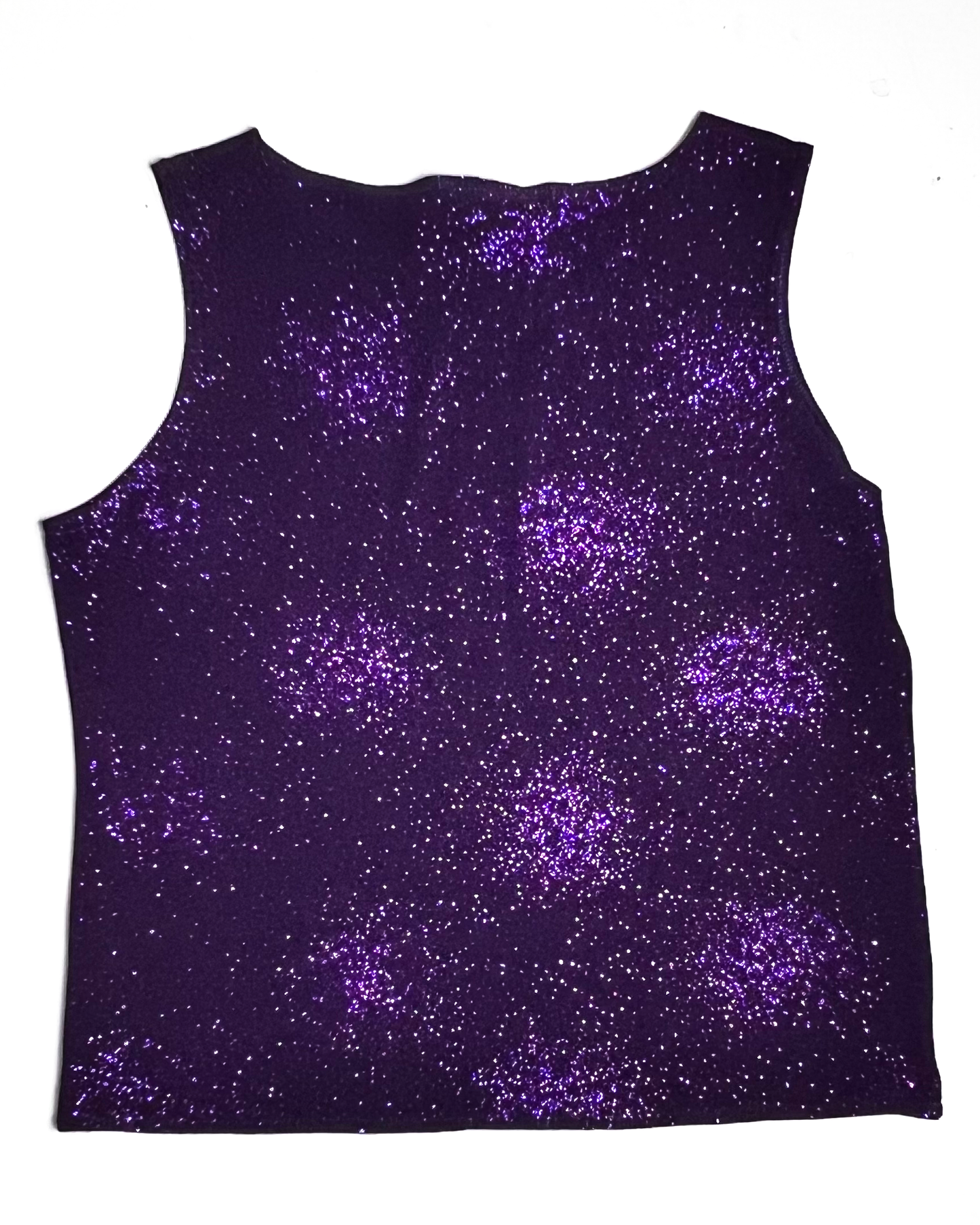 Purple Y2K Sparkle Stoned Tank Top - UK 18-20