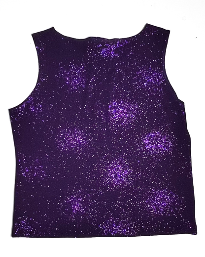 Purple Y2K Sparkle Stoned Tank Top - UK 18-20