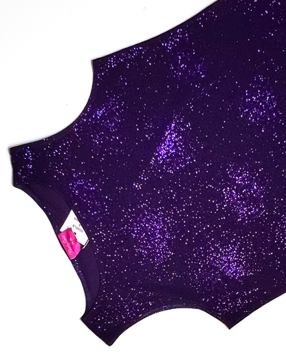 Purple Y2K Sparkle Stoned Tank Top - UK 18-20