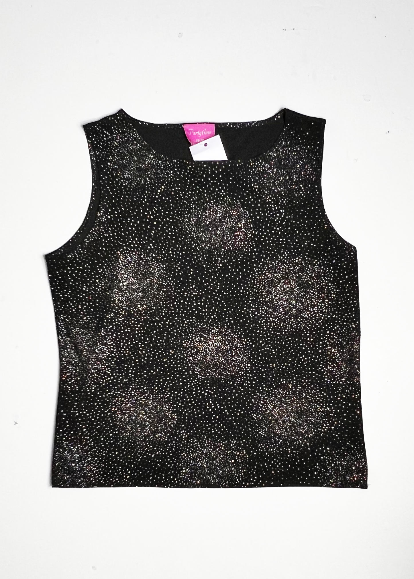 Black Y2K Sparkle Stoned Tank Top - UK 18-20