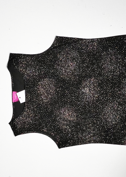 Black Y2K Sparkle Stoned Tank Top - UK 18-20