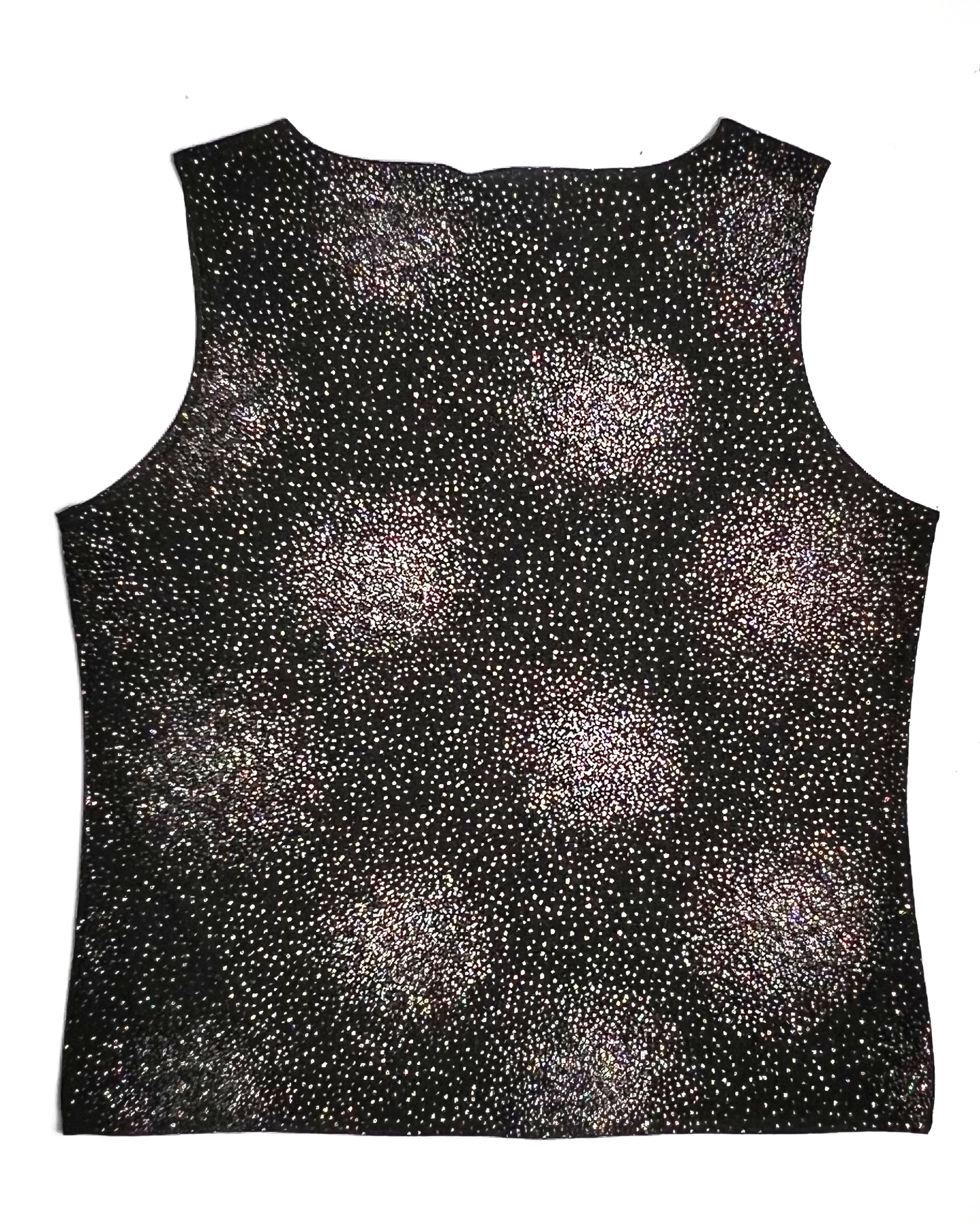 Black Y2K Sparkle Stoned Tank Top - UK 18-20