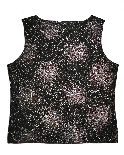 Black Y2K Sparkle Stoned Tank Top - UK 18-20