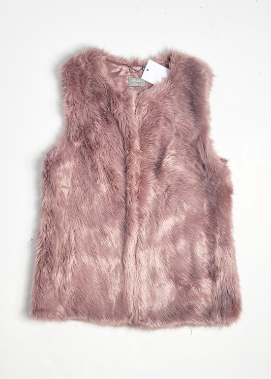 Oasis Faux Fur Pink Gilet - Medium