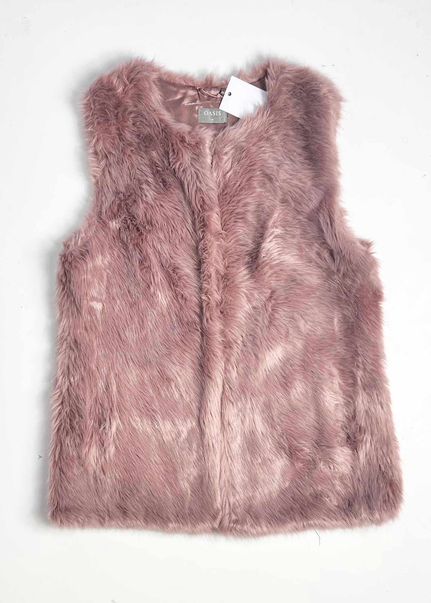 Oasis Faux Fur Pink Gilet - Medium