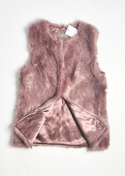 Oasis Faux Fur Pink Gilet - Medium
