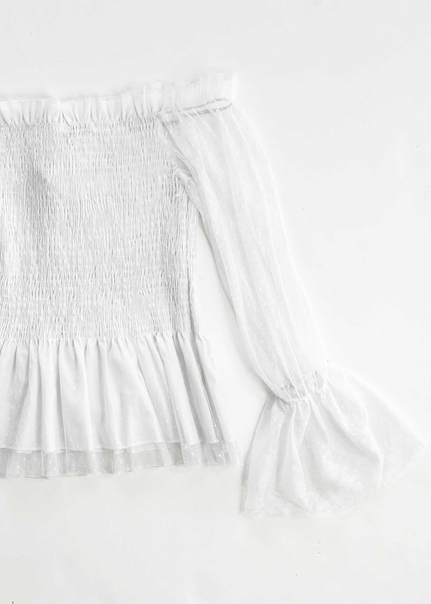 Tulle Off Shoulder Flared Sleeve Top - Small