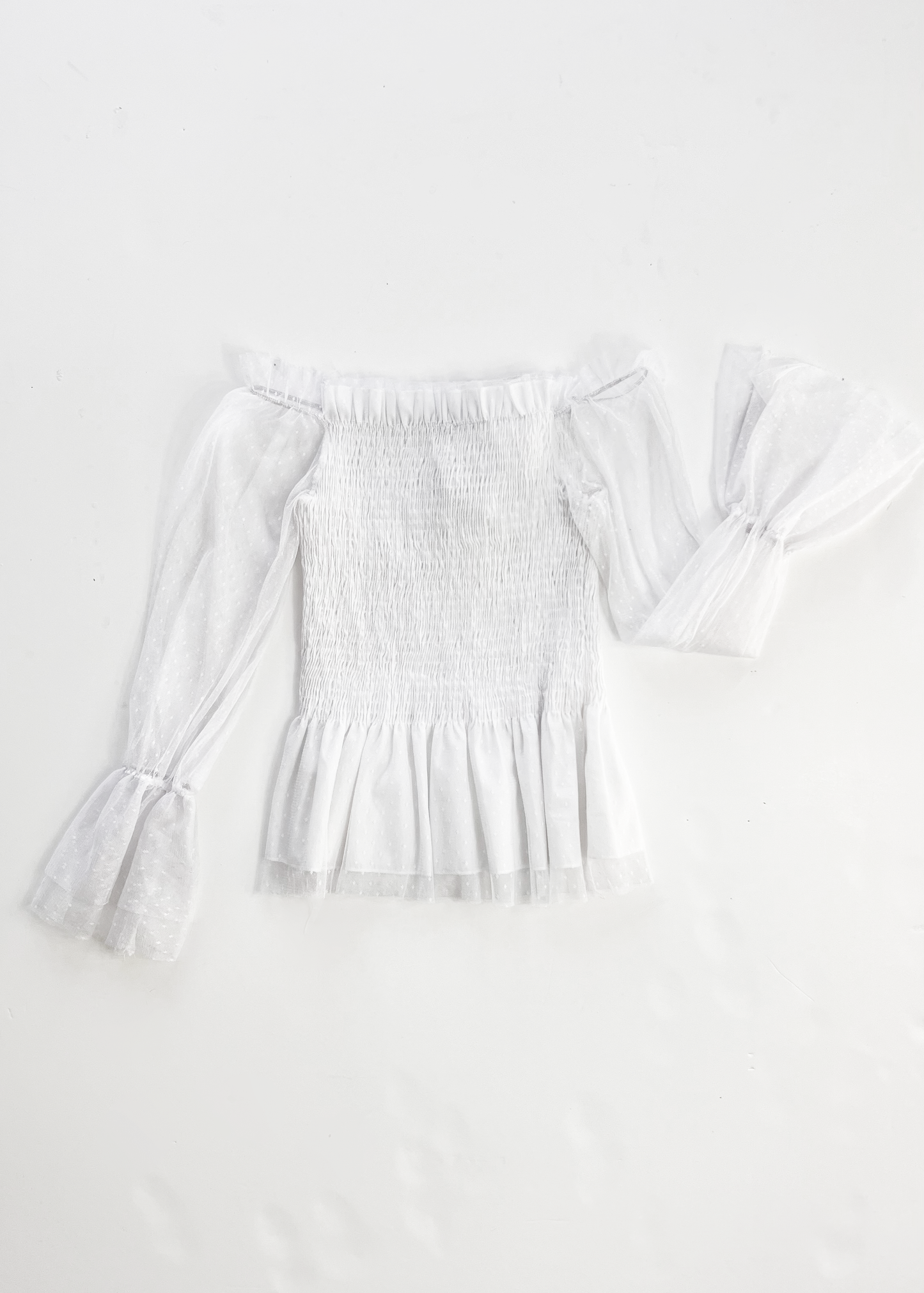 Tulle Off Shoulder Flared Sleeve Top - Small