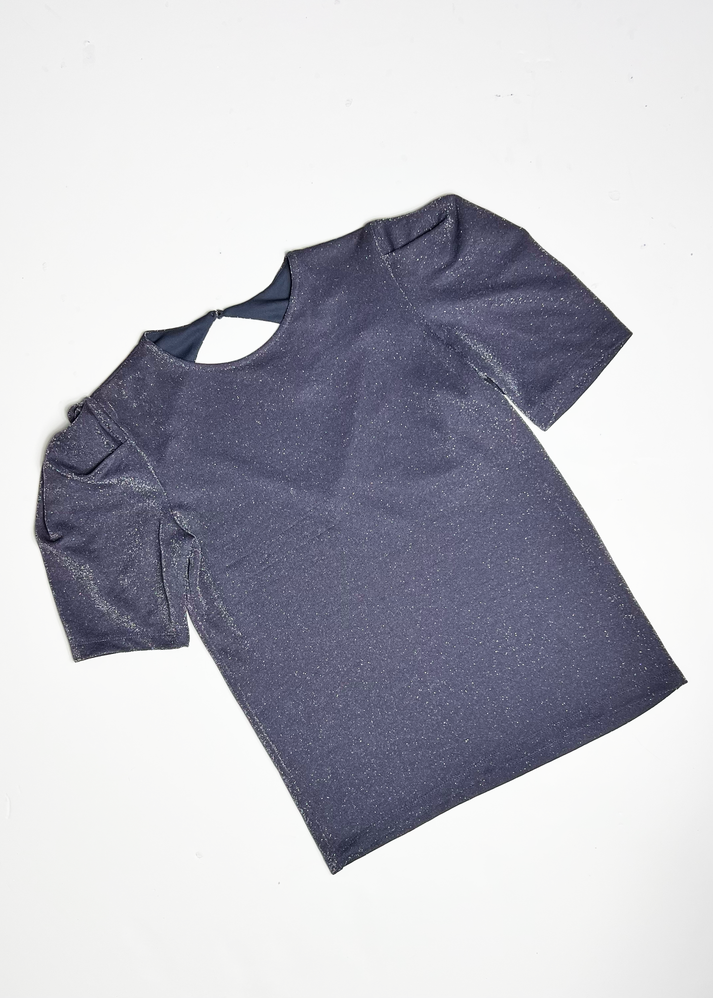 Short Sleeve Grey Sparkle Top - UK 10