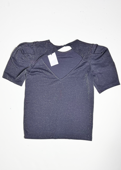 Short Sleeve Grey Sparkle Top - UK 10