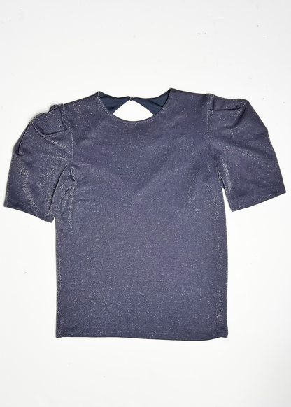 Short Sleeve Grey Sparkle Top - UK 10