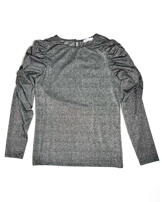 Long Sleeve Silver Sparkle Top - UK 8