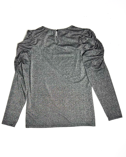 Long Sleeve Silver Sparkle Top - UK 8