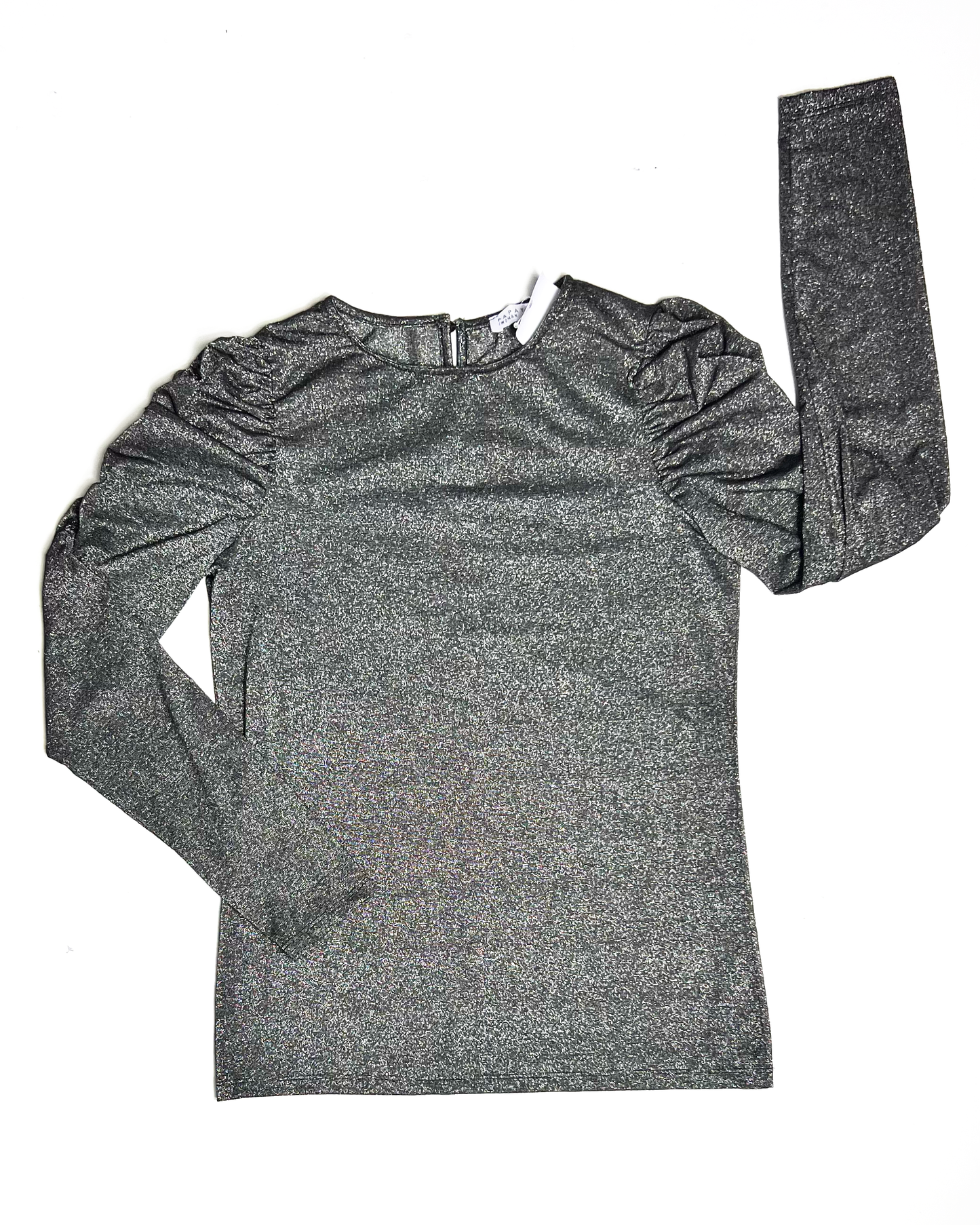 Long Sleeve Silver Sparkle Top - UK 8