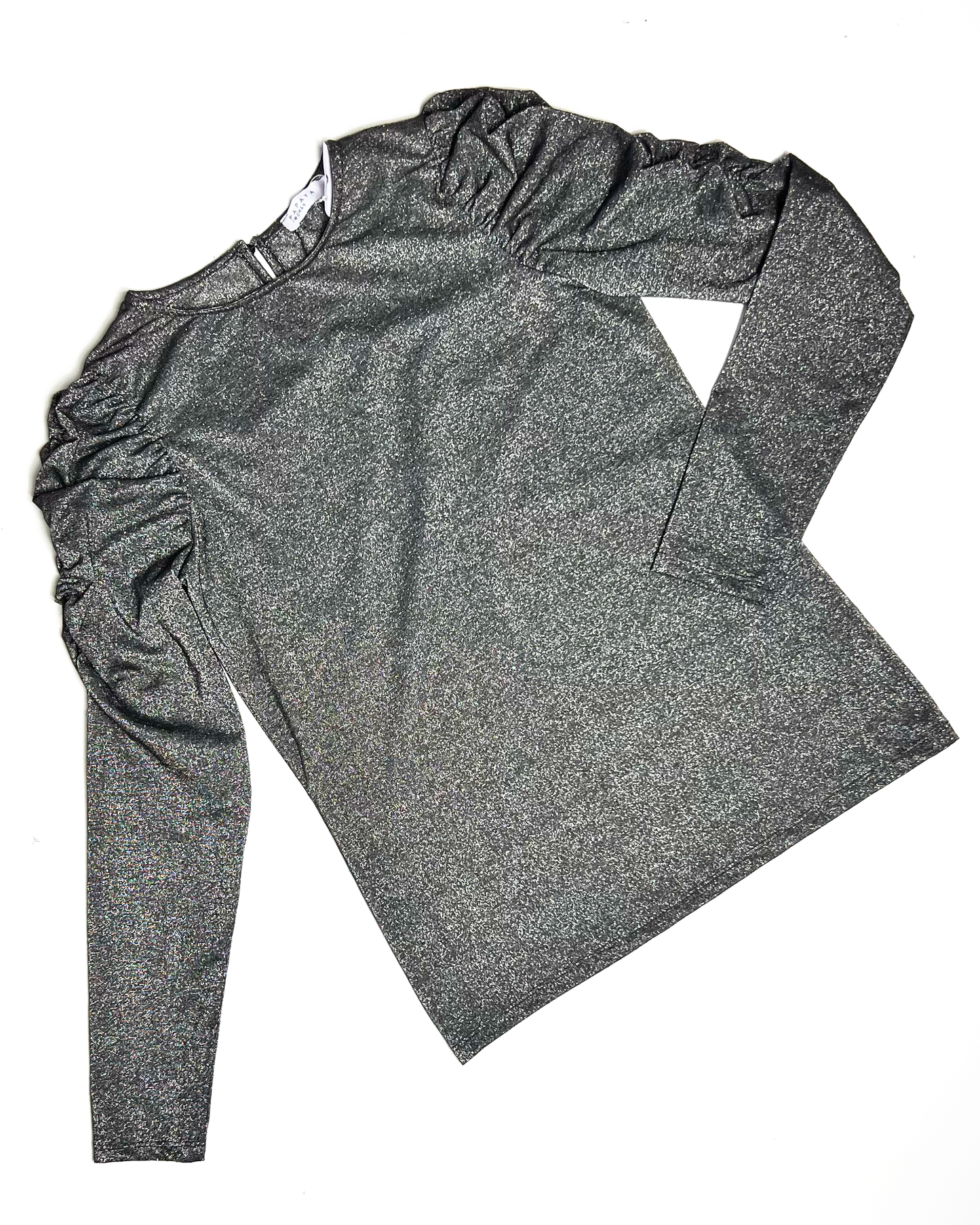 Long Sleeve Silver Sparkle Top - UK 8