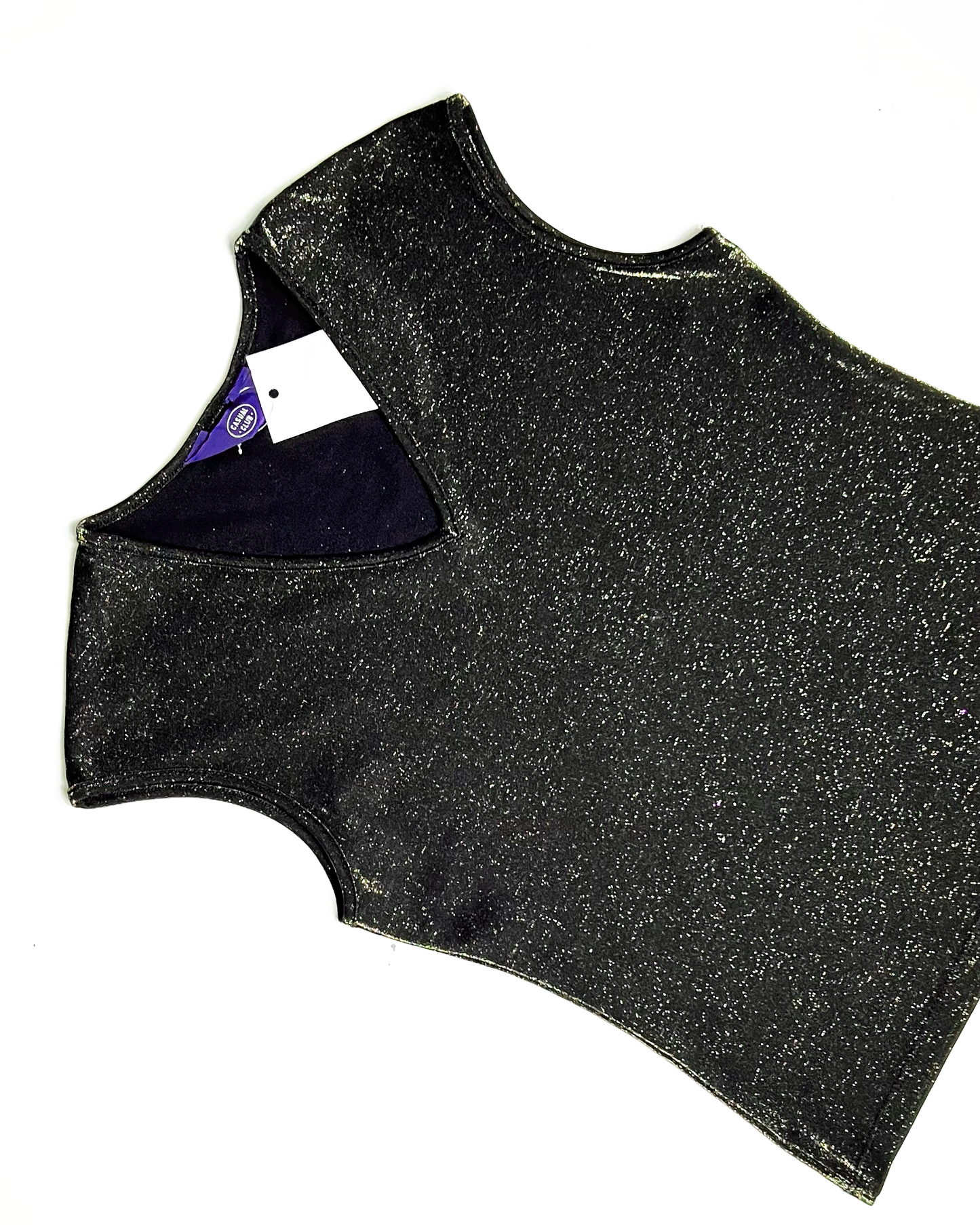 Y2K Gold Shimmer Black Tank Top - UK 12