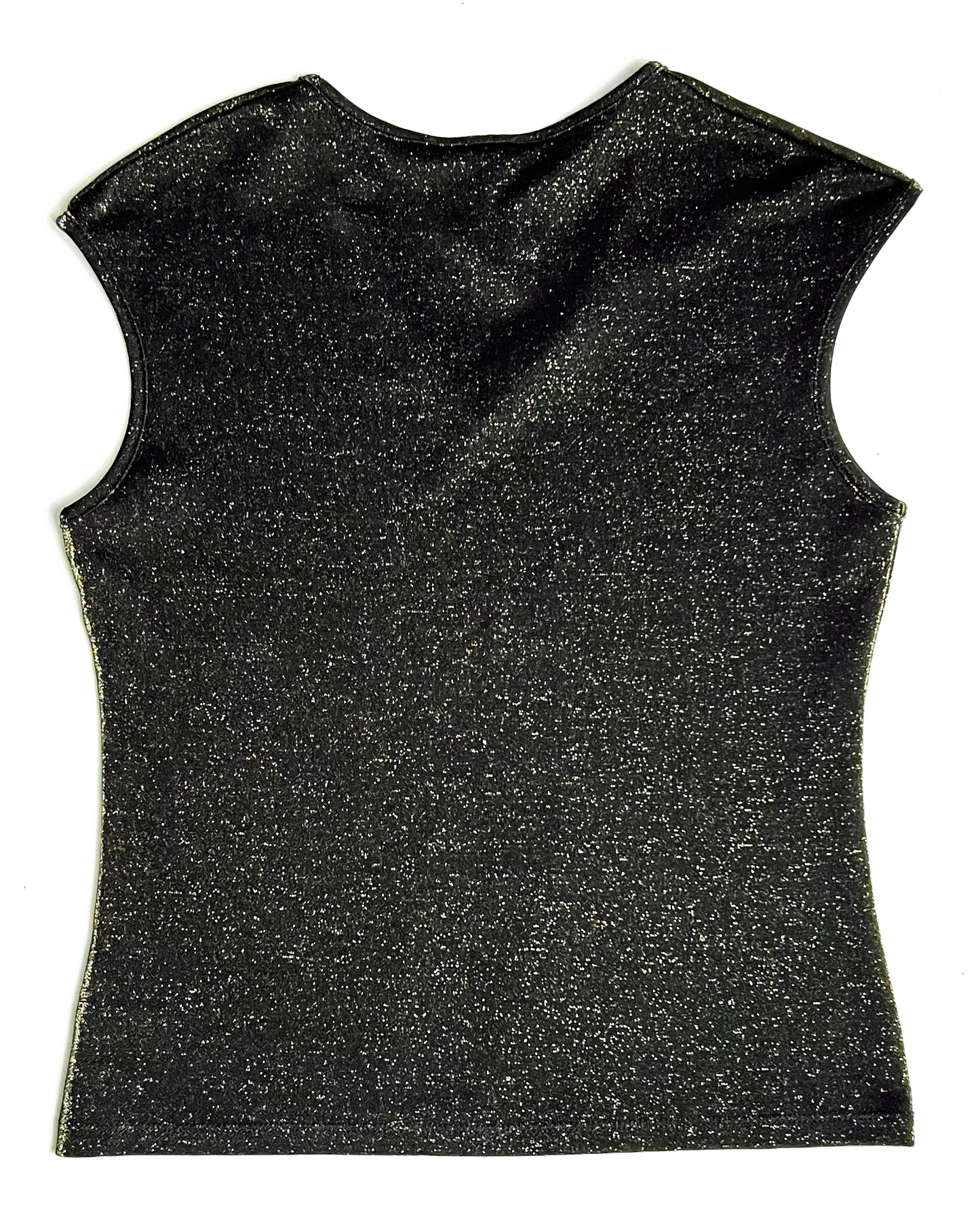Y2K Gold Shimmer Black Tank Top - UK 12