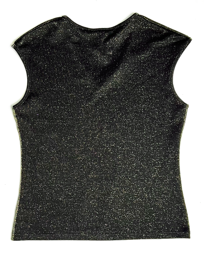 Y2K Gold Shimmer Black Tank Top - UK 12