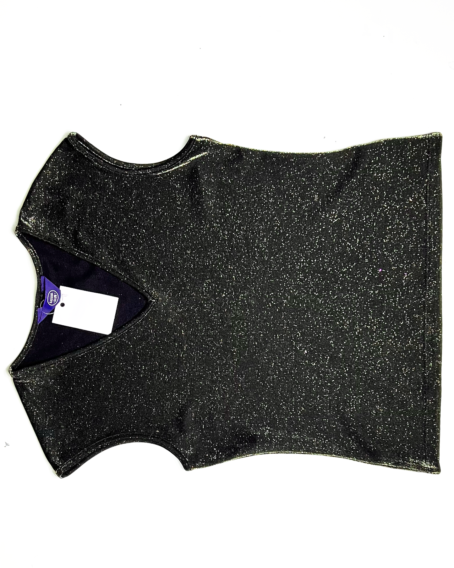 Y2K Gold Shimmer Black Tank Top - UK 12