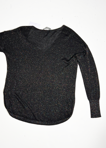 Black Multicolour Sparkle Oversized Jumper - Small