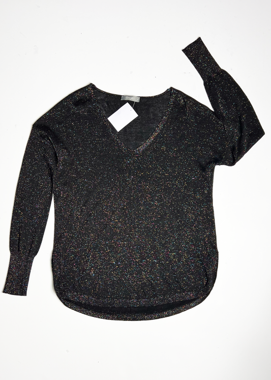 Black Multicolour Sparkle Oversized Jumper - Small