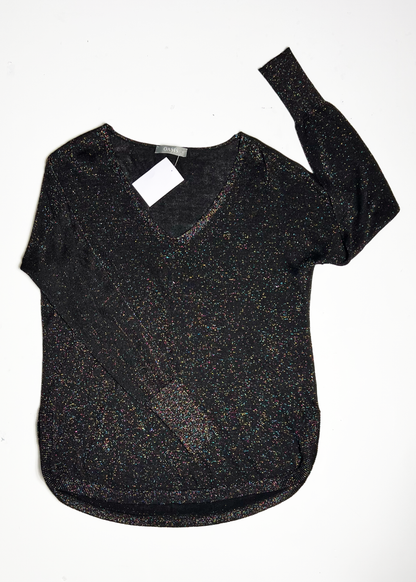 Black Multicolour Sparkle Oversized Jumper - Small